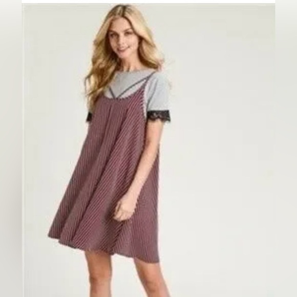 Hem & Thread Dresses & Skirts - Hem & Thread Burgundy Striped Dress